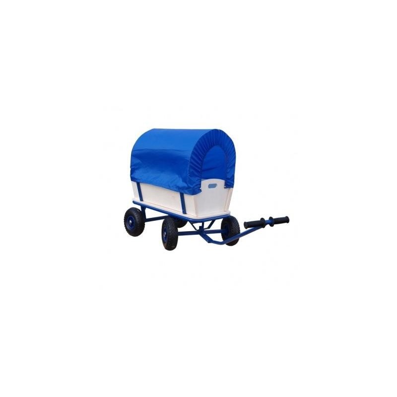Bolderkar met huif blauw bolderwagen en transportkar