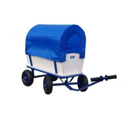 Bolderkar met huif blauw bolderwagen en transportkar