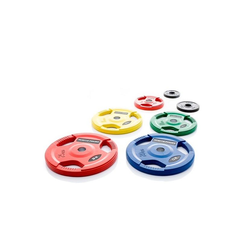 Olympische halterschijven kleur rubber